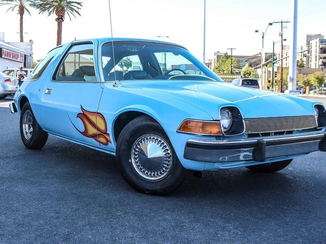 The Mirthmobile from 1992's Wayne's World. It's a 1976 AMC Pacer and the original film car sold for $34,000 in 2017. Excellent!