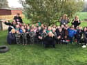 Staff and children celebrate the nursery's outstanding Ofsted judgement. Manager Jenny Parker (centre), (right side) Claudia Pirie, teaching assistant, Jacqui Westhall, teacher and Andrea Howard, administrator, along with (left side) Jess Riley, higher level teaching assistant, Wendy Macdonald and Amy Brady, both teaching assistant.