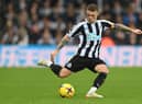 Newcastle United full back Kieran Trippier in action during the Premier League match between Newcastle United and Aston Villa at St. James Park on October 29, 2022 in Newcastle upon Tyne, England. (Photo by Stu Forster/Getty Images)