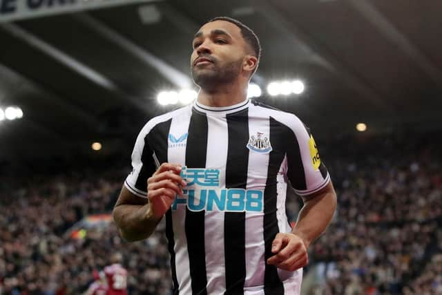 Newcastle United's Callum Wilson celebrates scoring against West Ham United earlier this month.