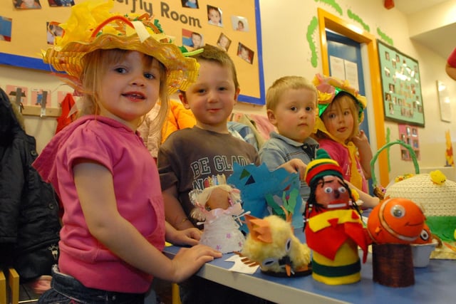 Making Easter hats and eggs. What a great way to spend a day at Ashfield Nursery.