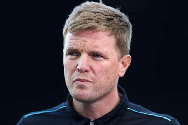 Eddie Howe, Manager of Newcastle United looks on prior to the Premier League match between Newcastle United and Wolverhampton Wanderers at St. James Park on April 08, 2022 in Newcastle upon Tyne, England. (Photo by Naomi Baker/Getty Images)