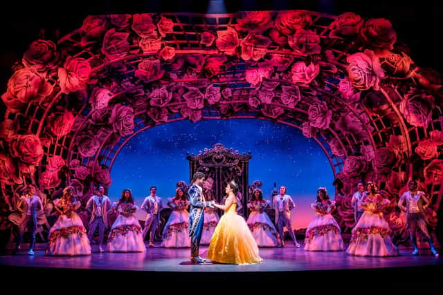 Emmanuel Kojo as Beast and Courtney Stapleton as Belle with the cast of Disney's Beauty and the Beast - Photo by Johan Persson © Disney.