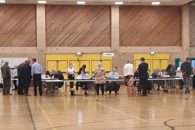 The count taking place at Temple Park leisure centre