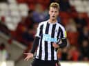 Niall Brookwell of Newcastle United U21 reacts during the Papa John's Trophy match between Barnsley and Newcastle United U21 at Oakwell Stadium on September 20, 2022 in Barnsley, England. (Photo by George Wood/Getty Images)