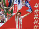 Lynden Gooch celebrates after winning promotion with Sunderland.