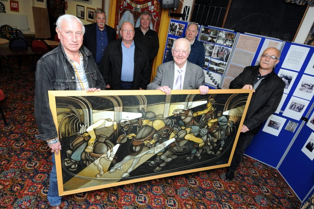 The Harton and Westoe Colliery anniversary exhibition marking the closure of the two pits. Pictured in 2013 were former pitmen, left to right, front: Bob Olley, Ronnie Slater, John Watson; back: Ron Pearson, Tom Wood, Aidan Doyle and Doug Cape.