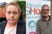 Angie Comerford, co-founder of the Hebburn Helps food bank (left), and Hospitality & Hope CEO, Brian Thomas.