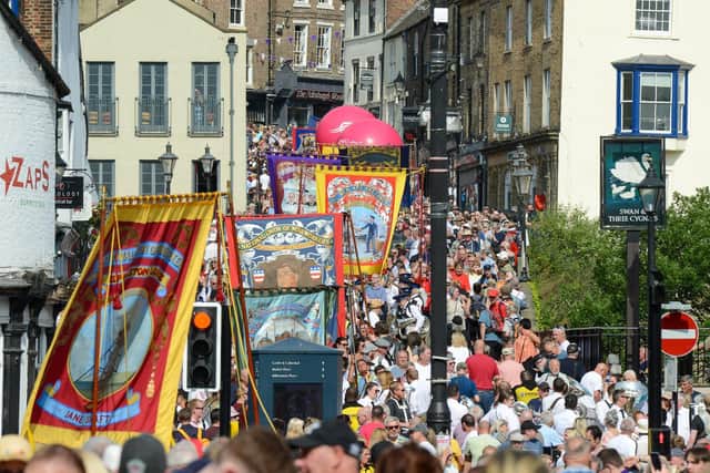 Huge crowds at the annual Durham Miners Gala.