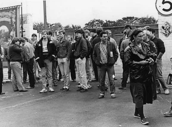 A picket line at Westoe Colliery.