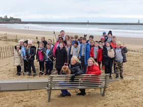 South Shields MP Emma Lewell-Buck (seated right) local author Yvonne Carling-Page (seated left) with pupils from St Bede's Primary School, who were litter picking on the beach on Tuesday.