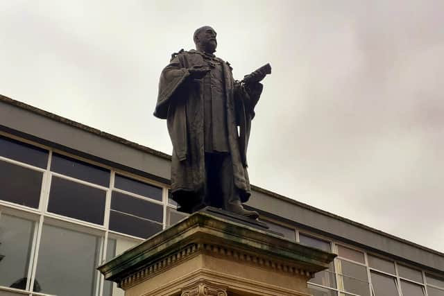 Charles Palmer's statue, opposite Jarrow Town Hall. It was unveiled in 1903.