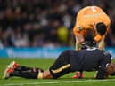 Martin Dubravka checks on Jamaal Lascelles.