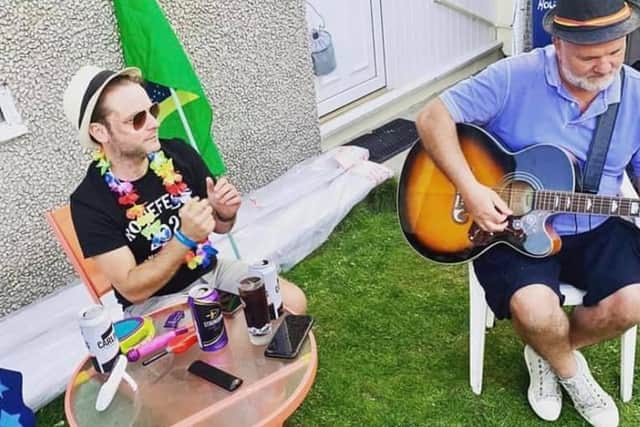 Festival-goers get into the spirit of things.