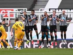 Gareth Bale taking a free-kick against Newcastle United (Photo by Stu Forster/Getty Images)