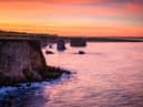 Marsden Bay is located near South Shields, consisting of a sandy beach enclosed by Magnesian Limestone Cliffs and sea stacks