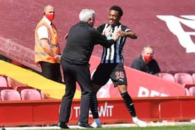 Newcastle United midfielder Joe Willock is on loan from Arsenal.  (Photo by PAUL ELLIS/POOL/AFP via Getty Images)