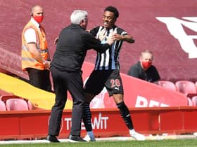 Newcastle United midfielder Joe Willock is on loan from Arsenal.  (Photo by PAUL ELLIS/POOL/AFP via Getty Images)