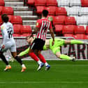 Marcus Harness puts Portsmouth ahead at the Stadium of Light
