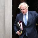 Prime Minister Boris Johnson departs 10 Downing Street for PMQs, his first since the Sue Gray Report into "Partygate" was made public. Photo by Leon Neal/Getty Images