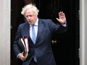 Prime Minister Boris Johnson departs 10 Downing Street for PMQs, his first since the Sue Gray Report into "Partygate" was made public. Photo by Leon Neal/Getty Images