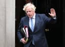 Prime Minister Boris Johnson departs 10 Downing Street for PMQs, his first since the Sue Gray Report into "Partygate" was made public. Photo by Leon Neal/Getty Images