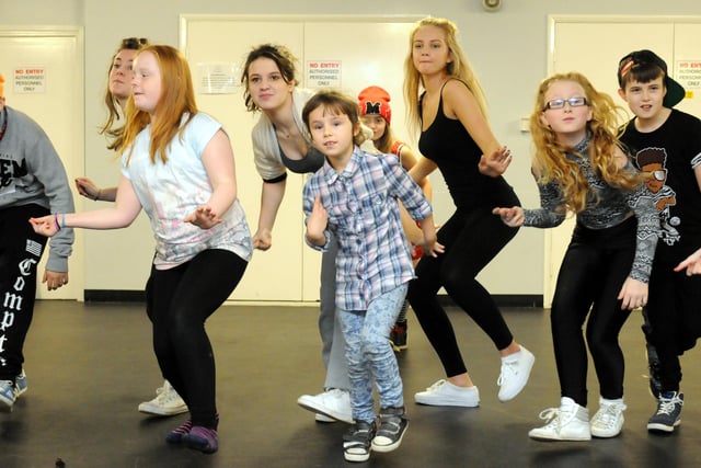 Members of the Natalie Cummings street dance school practising their moves 8 years ago. Recognise anyone?