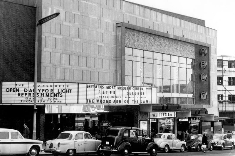 The ABC Cinema, Angel Street, designed by ABC's architects, costing £200,000. Opened May 18, 1961 and pictured on April 22, 1963. It became an ABC 1-2 in September 1975. In May 1986, the Cannon group took over and renamed it Cannon 1-2 in January 1987. It closed on July 28, 1988 and the building was demolished the following year. A Premier Inn now stands there. Ref no s21288