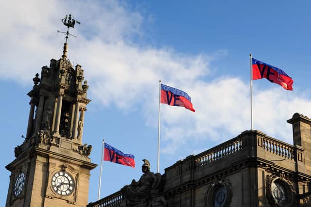 South Shields Town Hall marks VE Day 75th anniversary.