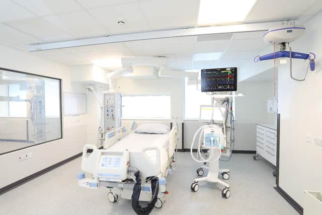 Inside one of the rooms of the  new unit, while it was still being prepared for its first patient.