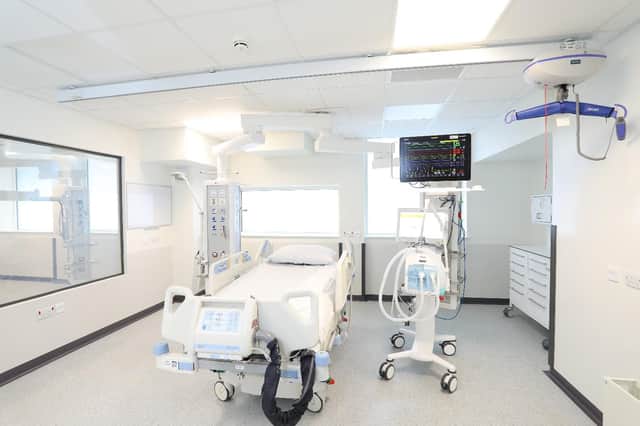 Inside one of the rooms of the  new unit, while it was still being prepared for its first patient.