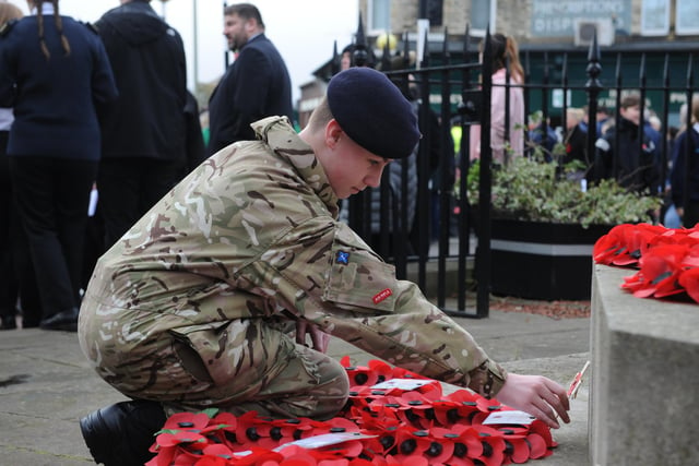 Remembrance Sunday Parade and Service at Westoe Cenotaph, South Shields, with the Mayor of South Tyneside Coun Pat Hay, Deputy Lord Lieutenant Tyne and Wear Wing Commander David L Harris.