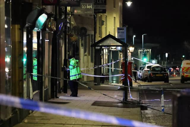 A police cordon in place in Hexham on Friday night following the death of schoolgirl Holly Newton. Photo: North News and Pictures