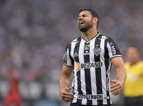 Atletico Mineiro's Diego Costa reacts during the first leg football match of the 2021 Brazil Cup final against Athletico Paranaense at the Mineirao stadium in Belo Horizonte, on December 12, 2021. (Photo by DOUGLAS MAGNO / AFP) (Photo by DOUGLAS MAGNO/AFP via Getty Images)