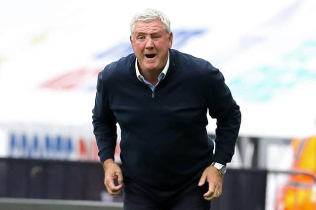 Newcastle United's English head coach Steve Bruce gestures on the touchline during the English Premier League football match between Newcastle United and Tottenham Hotspur at St James' Park in Newcastle-upon-Tyne, north-east England on July 15, 2020.
