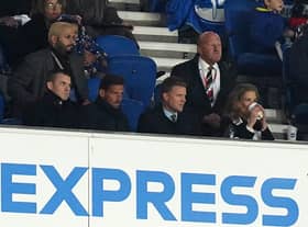 Eddie Howe with Newcastle United co-owner Amanda Staveley at the Amex Stadium.
