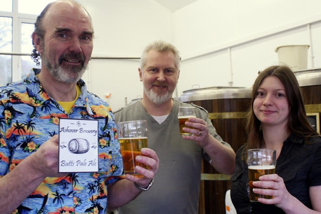 Brewers Roy and Janine Shorrock and landlord of the Old Poet's Corner Kim Beresford toast their success at the Chesterfield Beer Festival with their Butts Pale Ale, voted by drinkers as Best Beer out of 100 ales pictured in 2008