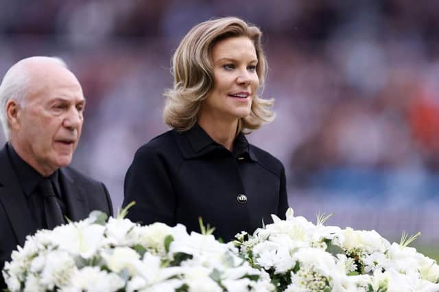 Newcastle United co-owner Amanda Staveley lays a wreath to pay tribute to Her Majesty Queen Elizabeth II, who died last week.