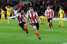 Sunderland midfielder Max Power celebrates his last-gasp equaliser against Fleetwood Town.