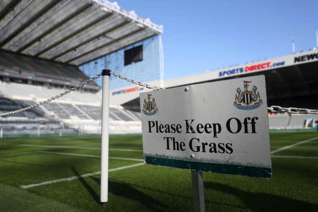 NEWCASTLE UPON TYNE, ENGLAND - OCTOBER 27: General view inside the stadium ahead of the Premier League match between Newcastle United and Wolverhampton Wanderers at St. James Park on October 27, 2019 in Newcastle upon Tyne, United Kingdom. (Photo by Ian MacNicol/Getty Images)