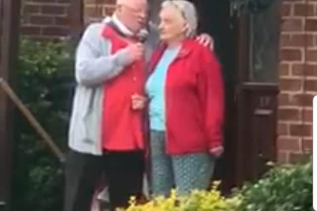 Billy Gatens and wife Cathy singing in Cedar Grove, Hebburn