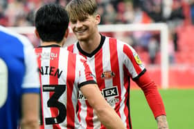 Dennis Cirkin after scoring for Sunderland against Wigan Athletic.