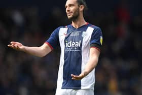 Andy Carroll of West Bromwich Albion shows his frustration during the Sky Bet Championship match between West Bromwich Albion and Stoke City at The Hawthorns on April 09, 2022 in West Bromwich, England. (Photo by Tony Marshall/Getty Images)