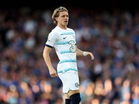 Conor Gallagher of Chelsea during the Premier League match between Everton FC and Chelsea FC at Goodison Park on August 06, 2022 in Liverpool, England. (Photo by Catherine Ivill/Getty Images)