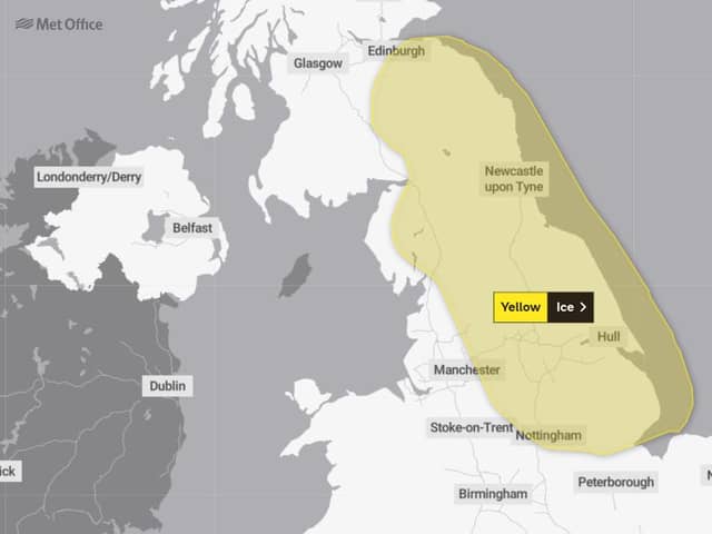 This graphic from the Met Office shows the area covered by the warning.