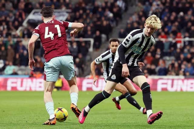 Anthony Gordon made his Newcastle United debut against West Ham on Saturday evening (Photo by Ian MacNicol/Getty Images)
