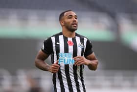 NEWCASTLE UPON TYNE, ENGLAND - NOVEMBER 01: Callum Wilson of Newcastle United looks on during the Premier League match between Newcastle United and Everton at St. James Park on November 01, 2020 in Newcastle upon Tyne, England.