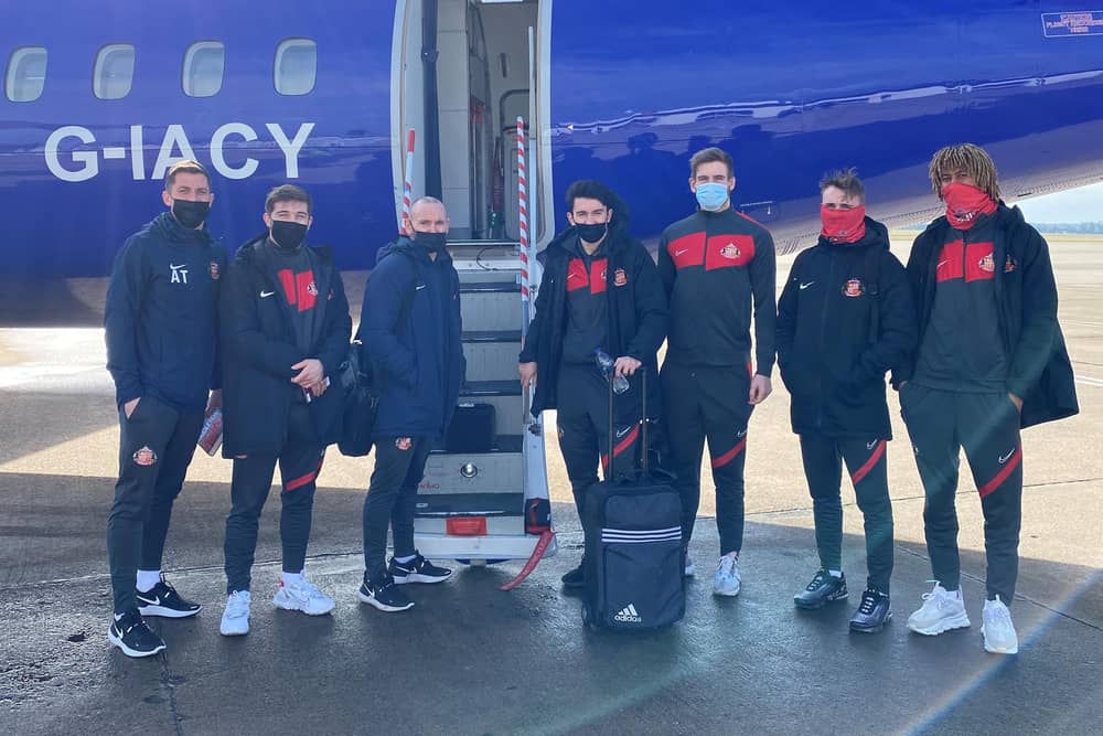 The squad head off ahead of tonight's fixture