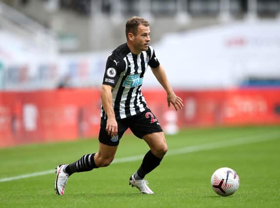 NEWCASTLE UPON TYNE, ENGLAND - SEPTEMBER 20: Ryan Fraser of Newcastle United during the Premier League match between Newcastle United and Brighton & Hove Albion at St. James Park on September 20, 2020 in Newcastle upon Tyne, England. (Photo by Alex Pantling/Getty Images)
