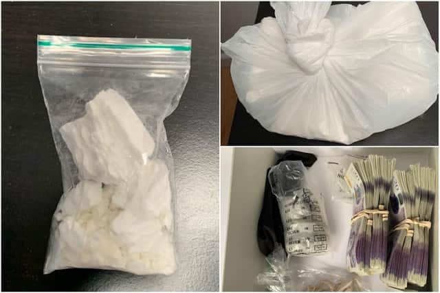Bundles of cocaine and cash were recovered